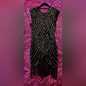 Gatsby Inspired Black and Silver Sequin Dress